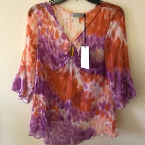 NWOT breathtaking orange & purple top!